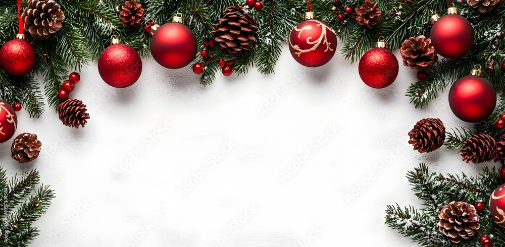 A white background with red and green decorations A white background with red and green decorations
