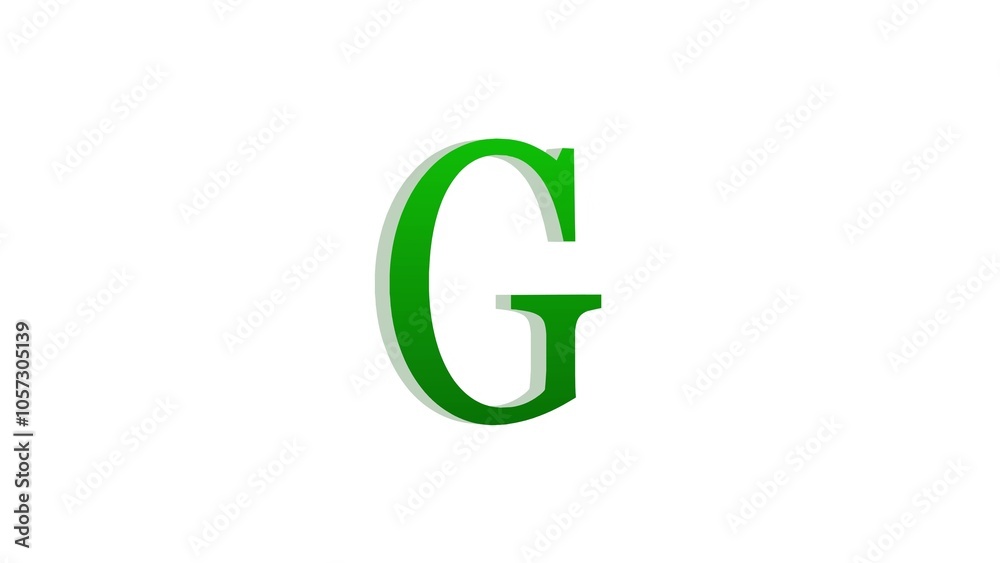 3d G letter logo loopable rotated green color white background 3d G letter logo loopable rotated green color white background