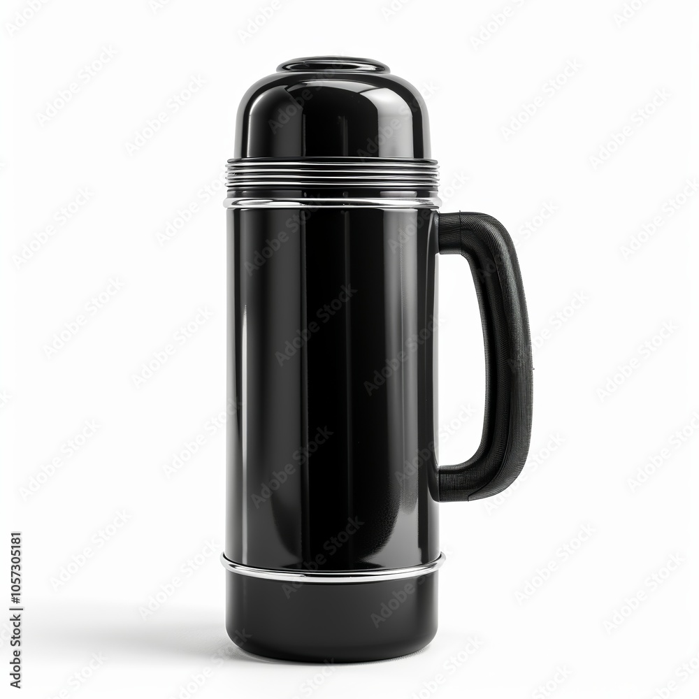 Black thermos isolated on white background Black thermos isolated on white background