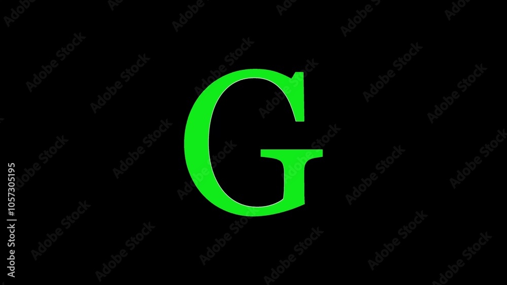 3d G letter logo loopable rotated green color black background 3d G letter logo loopable rotated green color black background