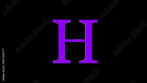 3d H letter logo loopable rotated purple color black background