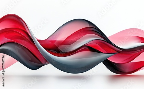 Abstract background with smooth carmine and titanium waves on a light white surface, elegant 3D rendering