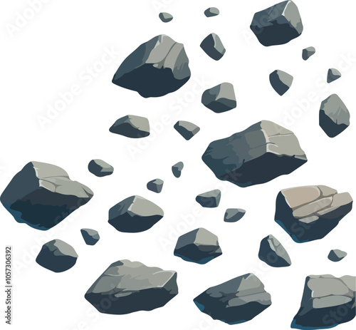 Falling rocks isolated vector illustration