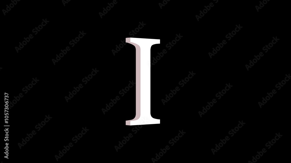 3d I letter logo loopable white color black background