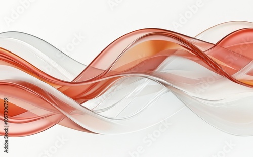 Abstract background with smooth cinnabar and alabaster waves on a light white surface, elegant 3D rendering photo