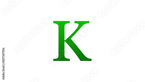 3d K letter logo loopable rotated green color white background