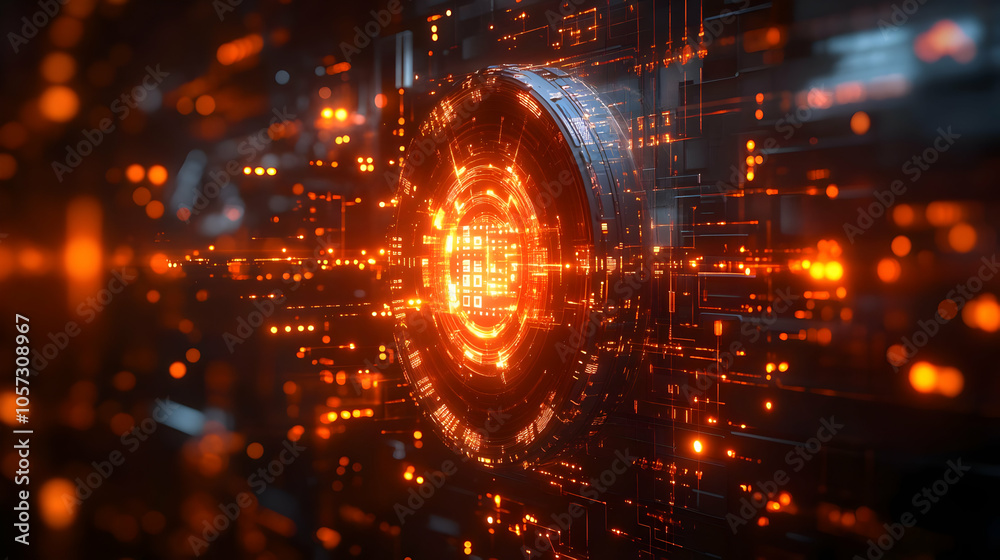 Abstract 3D Background with Orange Glowing Lights and Geometric Shapes Abstract 3D Background with Orange Glowing Lights and Geometric Shapes