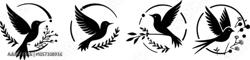 Graceful Hummingbird Vector Silhouette