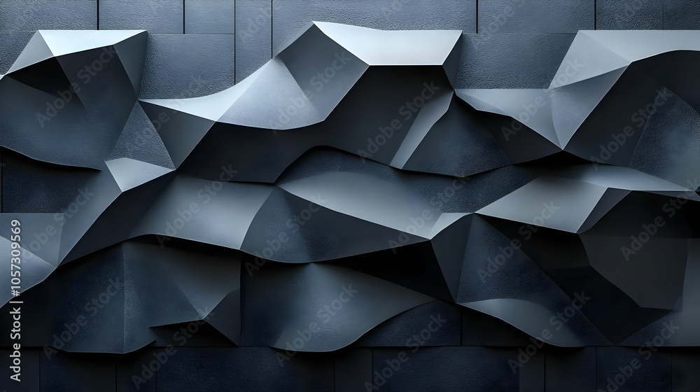 Obraz premium Abstract 3D Dark Blue Geometric Shapes Background
