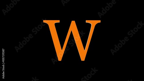 3d W letter logo loopable rotated brown color black background