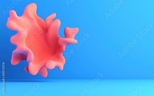 A vibrant pink abstract shape against a bright blue background, showcasing fluidity and creativity, perfect for modern art or design projects.