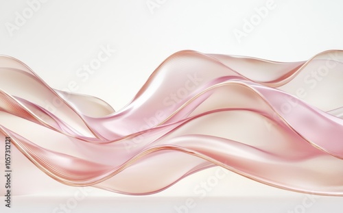 Abstract background with smooth juniper and bone waves on a light white surface, elegant 3D rendering