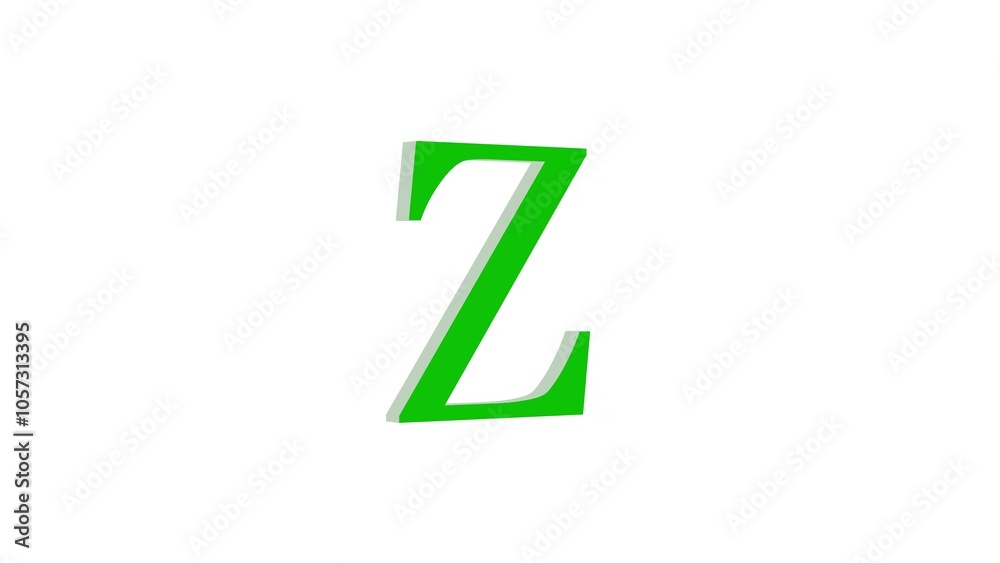 3d Z letter logo loopable green color white background 3d Z letter logo loopable green color white background