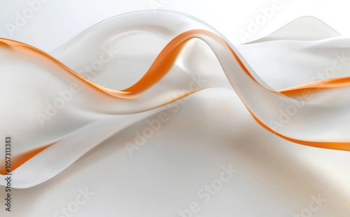 Abstract background with smooth mandarin and chintz waves on a light white surface, elegant 3D rendering photo