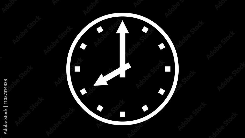 8 O Clock face icon white color in black background 8 O Clock face icon white color in black background