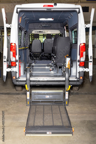 Obraz na płótnie Wheelchair lift equipped van offering accessible transportation. w salonie