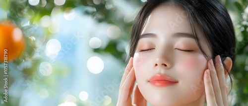 Young woman with closed eyes pinching the bridge of her nose feeling the effects of eye strain and headache due to prolonged exposure to digital screens and devices Concept of digital eye strain