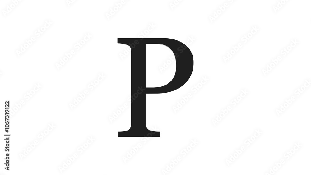 3d P letter logo loopable black color white background 3d P letter logo loopable black color white background