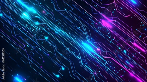 Wallpaper Mural Abstract Futuristic Neon Circuit Board Background Torontodigital.ca