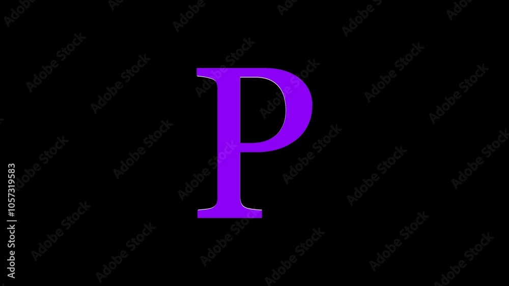 3d P letter logo loopable rotated purple color black background 3d P letter logo loopable rotated purple color black background