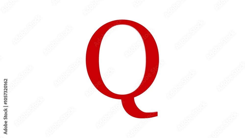 3d Q letter logo loopable red color white background 3d Q letter logo loopable red color white background