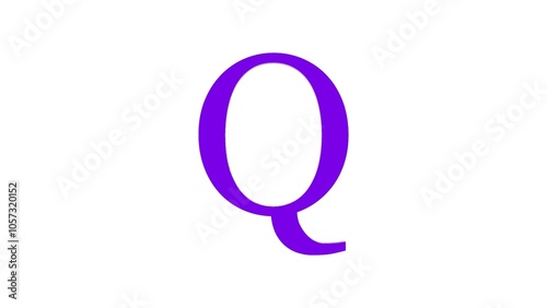 3d Q letter logo loopable purple color white background