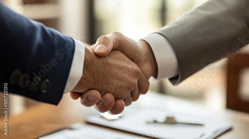 A close-up of a businessman s hand shaking hands with a client,