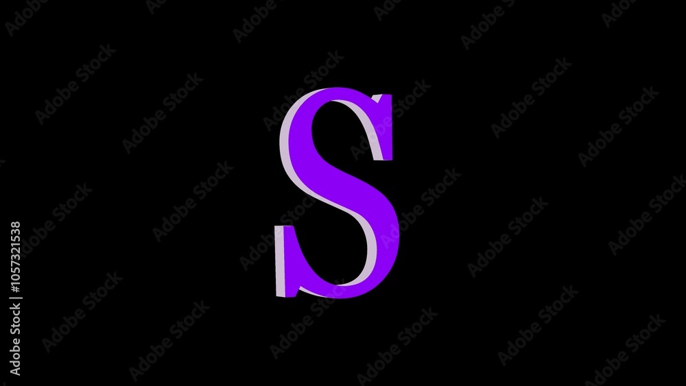 3d S letter logo loopable purple color black background 3d S letter logo loopable purple color black background