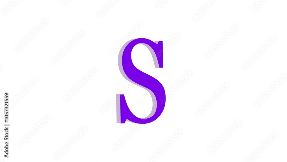 3d S letter logo loopable purple color white background 3d S letter logo loopable purple color white background