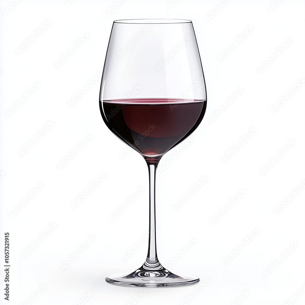 Elegant Wine Glass Filled with Rich Red Wine, Deep Color and Perfect Clarity, No Shadow Isolated on White Background Elegant Wine Glass Filled with Rich Red Wine, Deep Color and Perfect Clarity, No Shadow Isolated on White Background
