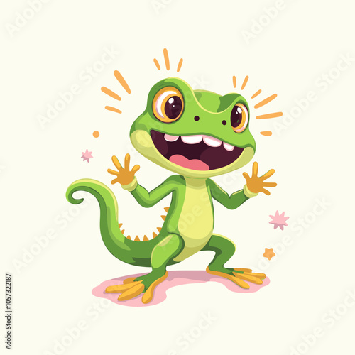 Energetic Green Gecko mascot logo