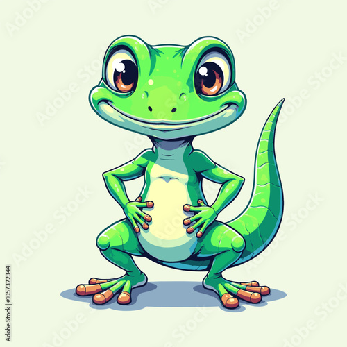 Energetic Green Gecko mascot logo