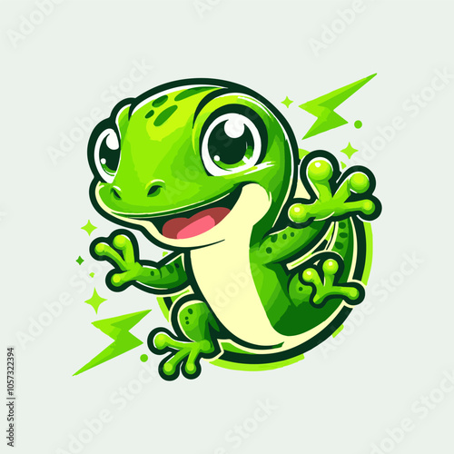 Energetic Green Gecko mascot logo