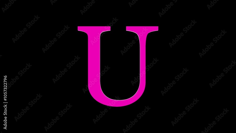 3d U letter logo loopable rotated pink color black background 3d U letter logo loopable rotated pink color black background