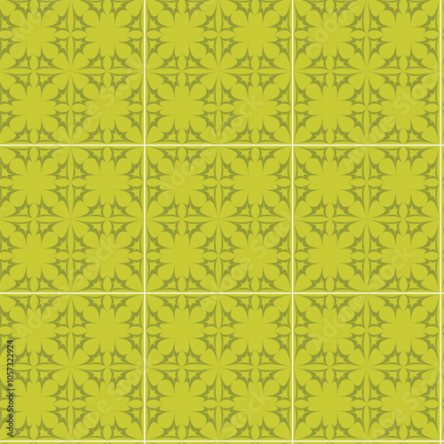 Seamless tiled vector pattern with floral elements in Mediterranean style.