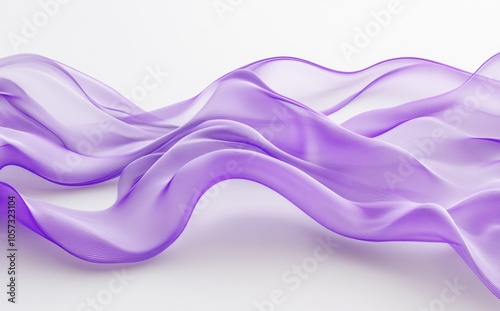 Abstract background with smooth wisteria and gossamer waves on a light white surface, elegant 3D rendering