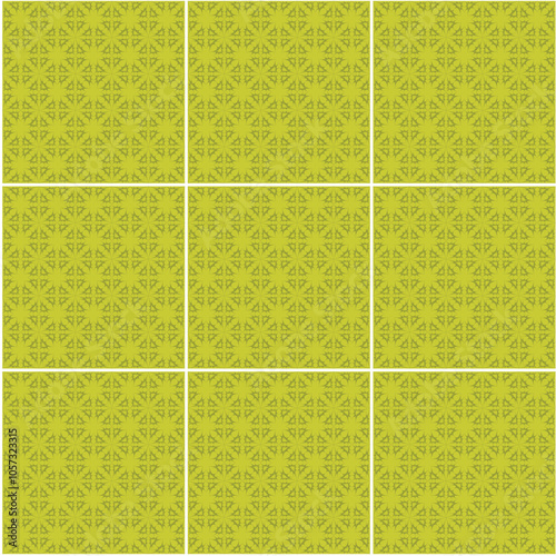 Seamless tiled vector pattern with floral elements in Mediterranean style.