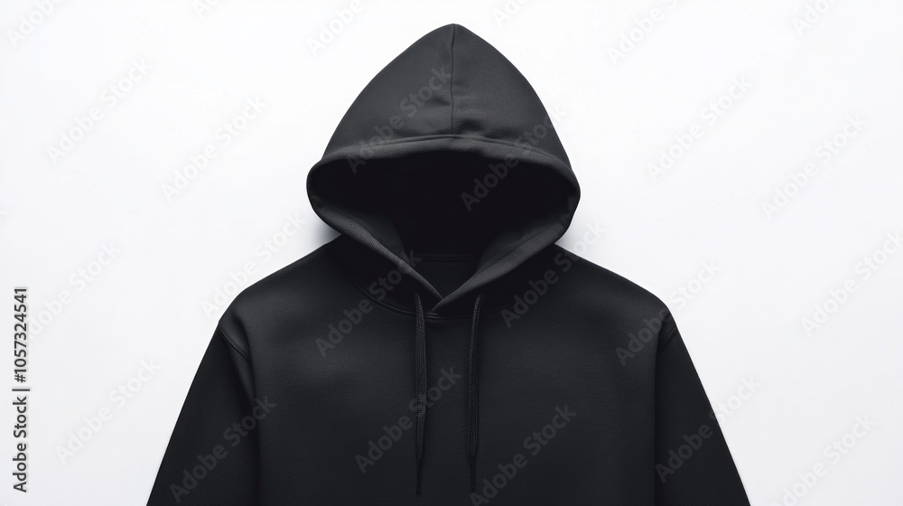 Minimalist black hoodie, men style, long-sleeve with hood and clean edges, isolated for design mockups. High-quality clipping path on white Minimalist black hoodie, men style, long-sleeve with hood and clean edges, isolated for design mockups. High-quality clipping path on white