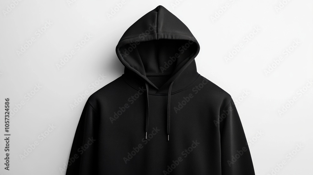 Minimalist black hoodie, men style, long-sleeve with hood and clean edges, isolated for design mockups. High-quality clipping path on white Minimalist black hoodie, men style, long-sleeve with hood and clean edges, isolated for design mockups. High-quality clipping path on white