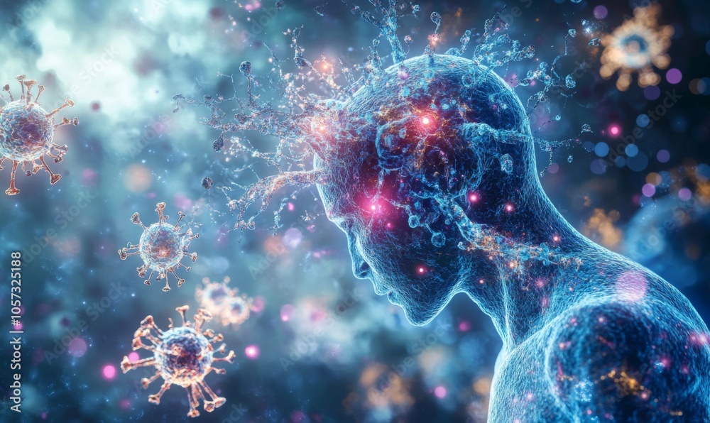 A vivid representation of immunotherapy, medical approach that leverages the body's immune system to fight diseases A vivid representation of immunotherapy, medical approach that leverages the body's immune system to fight diseases