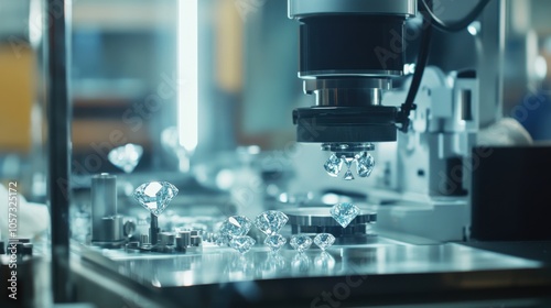 A high-tech diamond cutting factory with precision machinery