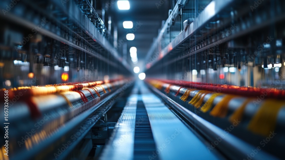 A modern textile factory where silk threads are spun into fabric, A modern textile factory where silk threads are spun into fabric,