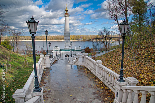 Monument to Magdeburg Law in Kyiv and the stairway leading to it