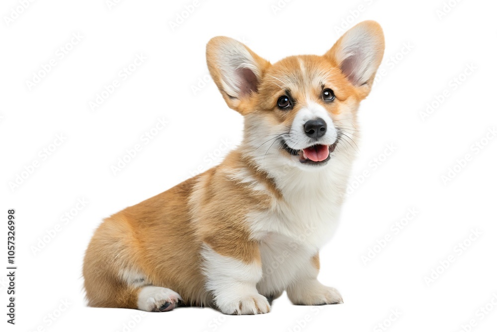 Cute Pembroke Welsh Corgi Puppy Sitting on a Stone Cute Pembroke Welsh Corgi Puppy Sitting on a Stone