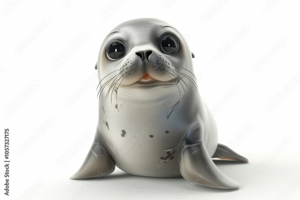 Fototapeta premium Adorable seal pup on white background
