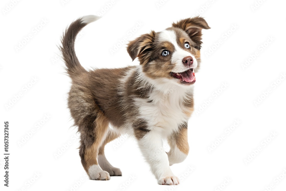 Fototapeta premium Playful Bichon Frise Puppy on White Background