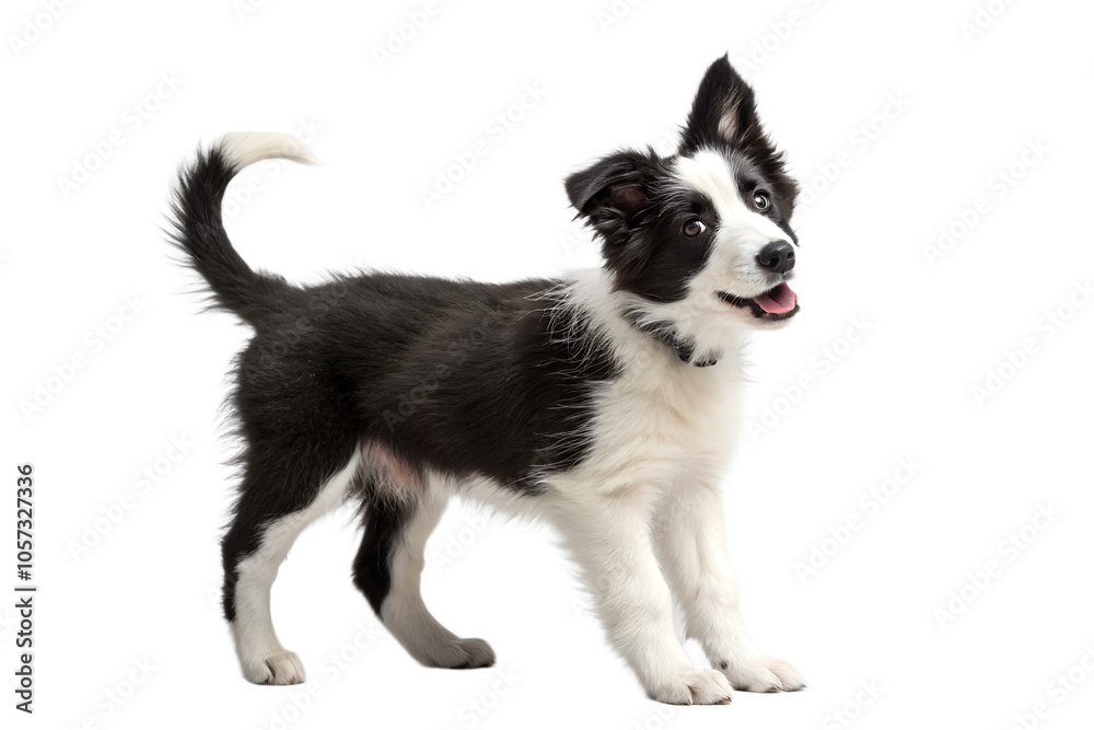 Playful Border Collie Puppy on White Background Playful Border Collie Puppy on White Background