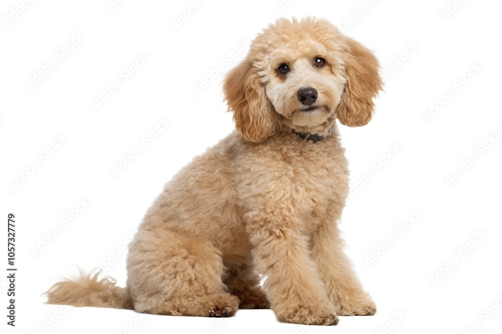 White Poodle Sitting on Isolated White Background White Poodle Sitting on Isolated White Background