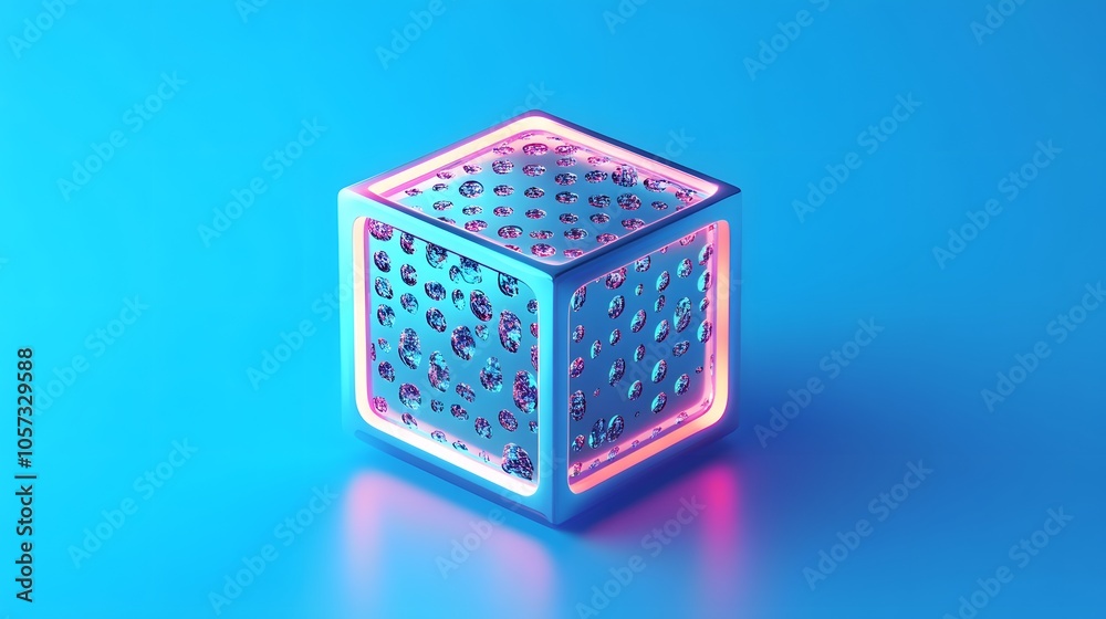 Obraz premium pattern cube 3d art oasis 3d icon blue neon