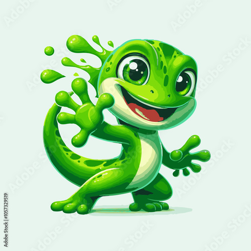 Energetic Green Gecko mascot logo